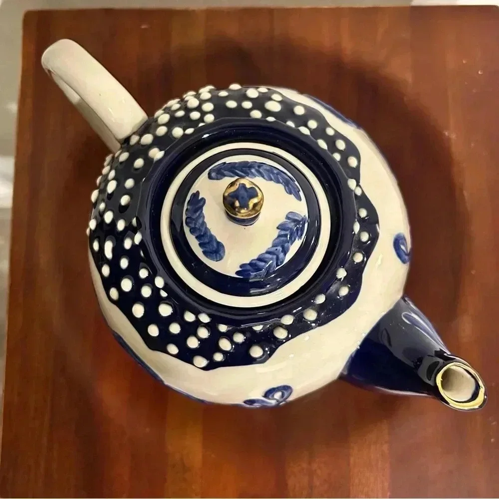 Heather Goldminc Blue Sky Clayworks Blue and White Teapot
